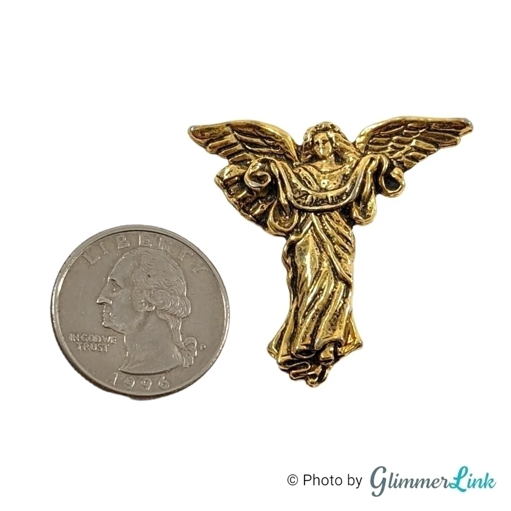 Open Wings Angel Gold Tone Brooch